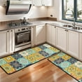 thumbnail image 3 of Kitchen Rugs Sets Of 2,Orange Boho Bohemia Floral Geometric Pattern Anti Fatigue Kitchen Mat Rugs Non Slip Washable,Decorative Kitchen Floor Mats for Kitchen,Sink,Laundry,17"x47"+17"x47", 3 of 5