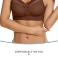 thumbnail image 4 of Cqxid525 Women's Smooth Cotton T-Shirt Bra Thin Laceless Comfortable Breathability Underwear Large Size Brater Buckle Female Bra V Neck Vest Bralette Wireless Bra Full-Coverage Bra, 4 of 5