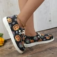 thumbnail image 6 of 2024 women's fashion Halloween shoes pumpkin print canvas low-top sneakers, 2024 new Halloween thick-soled slip-on flat loafers for girls, 6 of 9