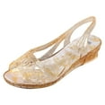 thumbnail image 2 of Mepaouo Women Jelly Sandals Crystal Jellies Slingback Clear Dress Shoes Open Toe Wedge Sandal Size 7, 2 of 5
