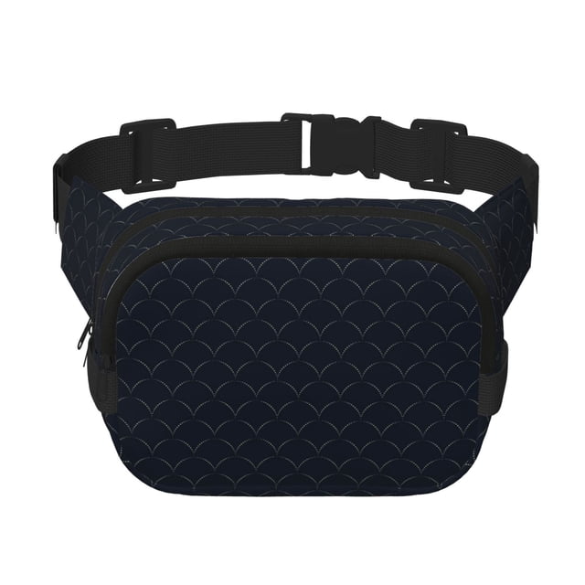 Fotbe Black Fish scales Cangurera Cuadrada con Estampado de Doble Capa, Bolsa de Cintura Ajustable Mini para Hombres y Mujeres