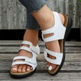 thumbnail image 5 of HTHLVMD Women Everyday Footwear, Women Open Toe Sport Sandals Comfortable Star Pattern Flat Sandals Summer Hook and Loop Ankle Strap Walking Shoes Soft Sole Wide Fit Outdoor Beach Shoes, White 8.5, 5 of 9