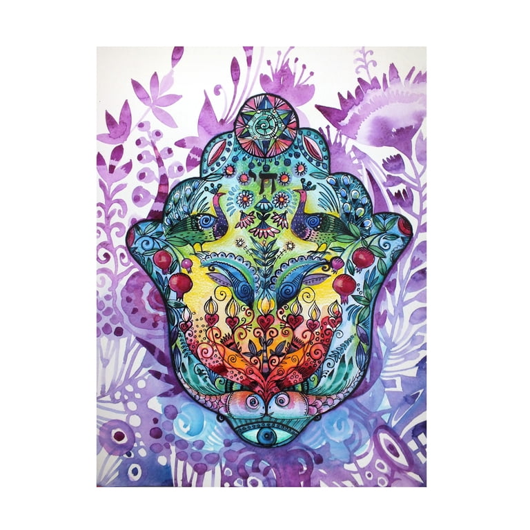 Trademark Fine Art Hamsa Canvas, Purple Abstract Design photo 1