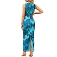 thumbnail image 3 of INSPIRE CHIC Bodycon Dresses for Women Floral Print Sleeveless Ruched Fitted Wedding Guest Cocktail Party Maxi Dress XS Blue, 3 of 6