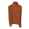 thumbnail image 4 of Womens Tops Turtleneck Knitted Top Polyester-Cotton Blend Elastic Bottom Slim Fit Soft Comfortable Autumn Winter Daily Wear 2Xl Sweaters For Women, 4 of 4