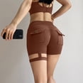 thumbnail image 6 of Scrunch Workout Shorts with Pockets Charm Gym Biker Shorts for Women High Waisted Booty Yoga in Breathable Fabric Brown M, 6 of 6