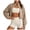 yue866-Khaki, variant on KHONTS Women's Full Zip Fleece Short Jacket Warm Winter Long Sleeve Stand Collar Sherpa Crop Coat Khaki XL