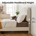 thumbnail image 3 of Queen Size Upholstered Velvet Bed Frame - Adjustable Headboard, Wood Slat Support, No Box Spring Needed (White), 3 of 5