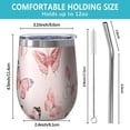 thumbnail image 5 of 12oz Stemless Wine Tumblers Pink Butterfly Pink Wings Pattern Vacuum Insulated Stainless Steel Travel Tumbler Cups Mug with Lid and Straw for Champaign,Cocktail,Beer with Cleaning Brush, 5 of 5