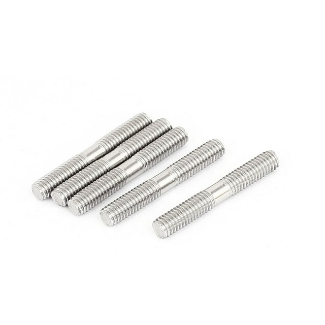 Unique Bargains M6x40mm 304 Stainless Steel Double End Threaded Stud Screw Bolt Silver Tone 5Pcs