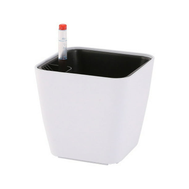 Toystoory Macetas duraderas para plantas para materiales de interior y exterior Maceta de autorriego de resina Jardín y Patio blanco 14*13*10.5