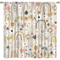 Kids Rainbow Curtains Boho Cartoon Colorful Floral Stars for Girls Bedroom Decor Bohemia Love Heart Lovely Abstract Art Printed Living Room Window Drapes Fabric 55W x 39H Inch Blackout