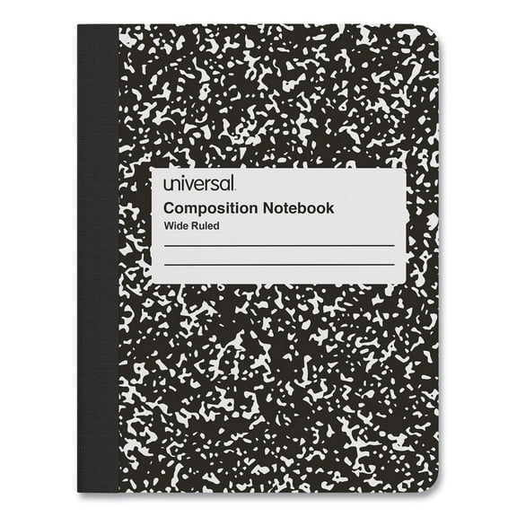 Universal Wide Rule 9.75" x 7.5" Composition Notebooks, Black