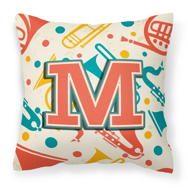 Letter M Retro Teal Orange Musical Instruments Initial
