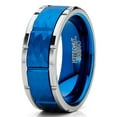thumbnail image 2 of Metal Masters Men Tungsten Blue Wedding Band Hammered Ring Comfort-Fit 8mm Silvertone, 2 of 6
