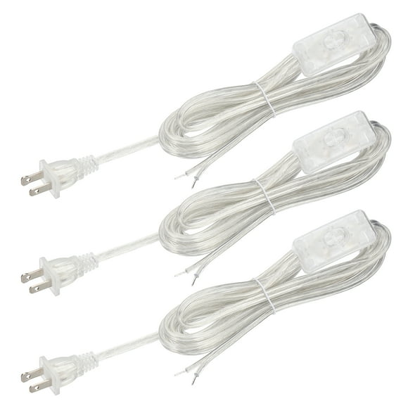 Uxcell 15 Feet 18AWG Lamp Cord with Plug, 3 Set SPT-2 UL List Lamp Power Cord Stripped Ends Ready for Wiring Lamp Wire, Clear