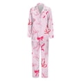 thumbnail image 4 of Sleepwear for Women Bow Print Long Sleeve Top and Pants Soft Pajama Set for Home Pink S, 4 of 4