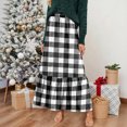 thumbnail image 2 of LWavelet Plaid Tiered Maxi Skirt Women Stylish Fall Casual Flowy Versatile Bottoms White XL, 2 of 6
