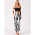 thumbnail image 4 of DARING DIVA Women's Disco Outfit Drawstring Metallic Wide Leg Pants XS Silver, 4 of 6