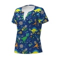 thumbnail image 2 of Naloa Dinosaur In Space Print T-Shirts Short Sleeve V Neck Tees for Women Fashion Tops Trendy Lightweight Soft Casual Summer Outfits Clothes, 2 of 5