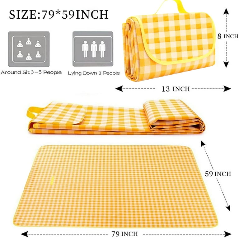 Maraawa Outdoor Foldable Waterproof Picnic Blanket Portable for Beach Park Travel Yellow Walmart