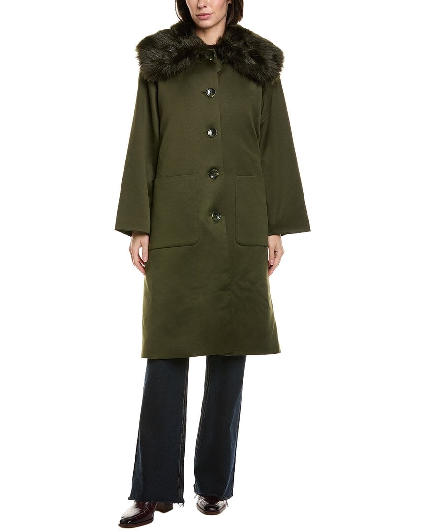 womens  Satin Coat, l, Green - image 3