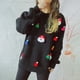 thumbnail image 5 of Suéter de punto Gibobby de manga larga con cuello redondo decorado con Papá Noel para mujer negro S, 5 of 5