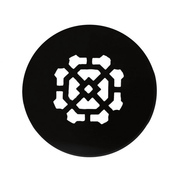 Achtek Grille Ronde en Aluminium Moulé Solide avec Ouverture de Conduit de 3,5 Pouces (5 Pouces au Total) / Revêtement en Poudre Noir - Sans Trous pour Sol