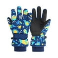 thumbnail image 2 of CUZIBR Kids Gloves Windproof Warm Thick Ski Gloves Waterproof Snowboarding Skating Cycling Comfortable Thermal Mittens For Snow Weather,Dark Blue,L, 2 of 6