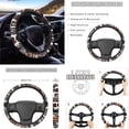 thumbnail image 3 of Renewold Car Seat Cover Set 14 PCS, with Steering Wheel Cover Seat Belt Pad Garbage Bin Armrest Rearview Mirror Handbrake Set Coaster Fit Most Vehicles, American Tribal Cow Print Brown Black, 3 of 7