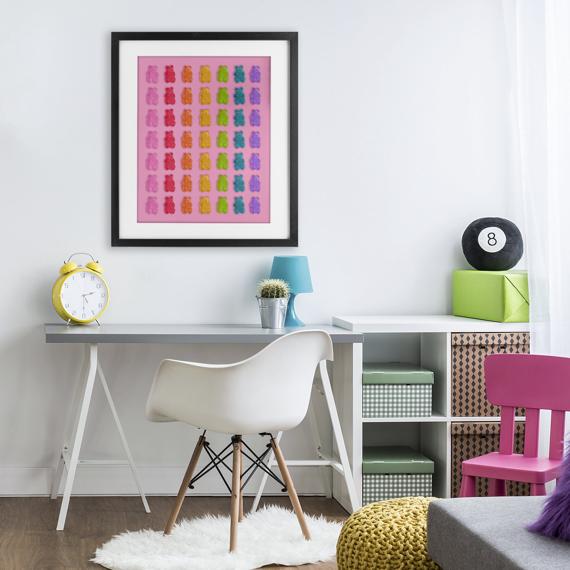 Stupell Industries Rainbow Bears in Stripes Black Framed Print Under Glass, design by LISH Creative