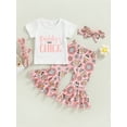 thumbnail image 2 of Toddler Baby Girl Easter Outfit Bunny Rabbit Short Sleeve T-Shirt Tops Bell-Bottom Flared Pants Sets Clothes, 2 of 8