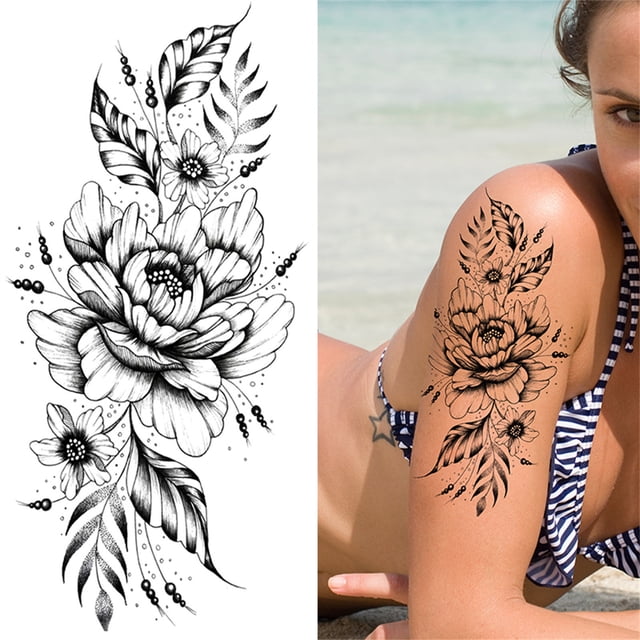 Fiudx Tatuajes de Bocetos, Pegatinas Abstractas, Flores Rosas