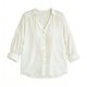 thumbnail image 2 of Xuyuer Women 2026 Loose Fit Tops Shirts Collared Roll Up Long Sleeve V Neck Blouses Womens Button Down Shirts Long Sleeve Blouses Casual Collared Loose Fit Gauze Tops, 2 of 4