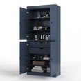 thumbnail image 3 of 100% Solid Wood 32" W Bathroom Storage Cabinet with Solid Doors, 2-Drawers and Adjustable Shelves, Antique Blue Bathroom Floor Cabinet, 3 of 7