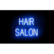 SpellBrite HAIR SALON LED Sign for Business. 20.9" x 15.0" Blue HAIR SALON Sign Has Neon Sign Look With Energy Efficient LED Light Source. Visible from 500  Feet, 8 Animation Settings.