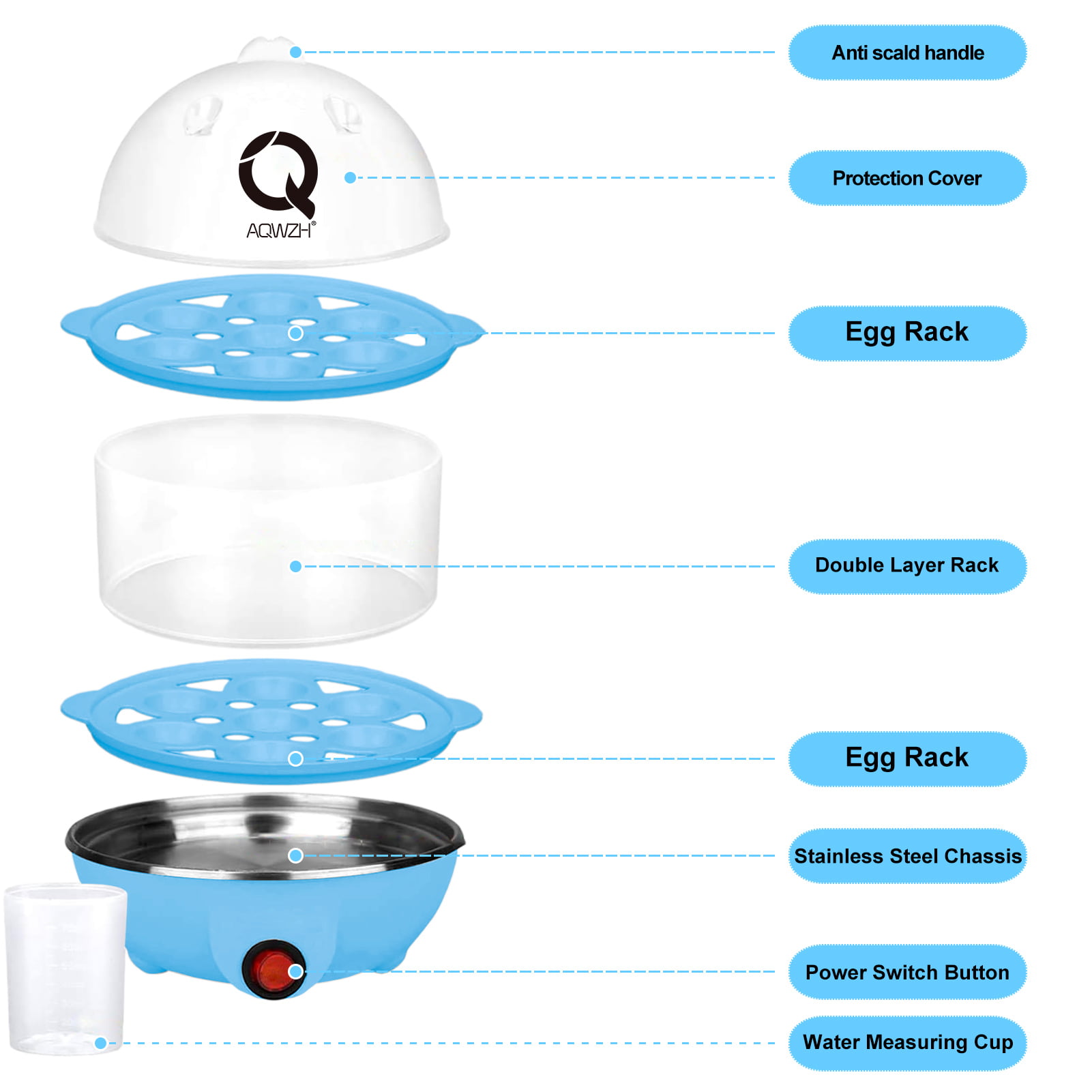 AQwzh Rapid Egg Cooker Electric for Hard Boiled, Poached