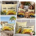 thumbnail image 4 of Sunflowers Outdoor Pillow Covers 20x20 Set of 2,Waterproof Patio Throw Pillowcase Protectors,Yellow Plaid Sunshine Vintage Country Bee Decorative Pillow Shams Cushion Covers for Seat Bed Couch Sofa, 4 of 8