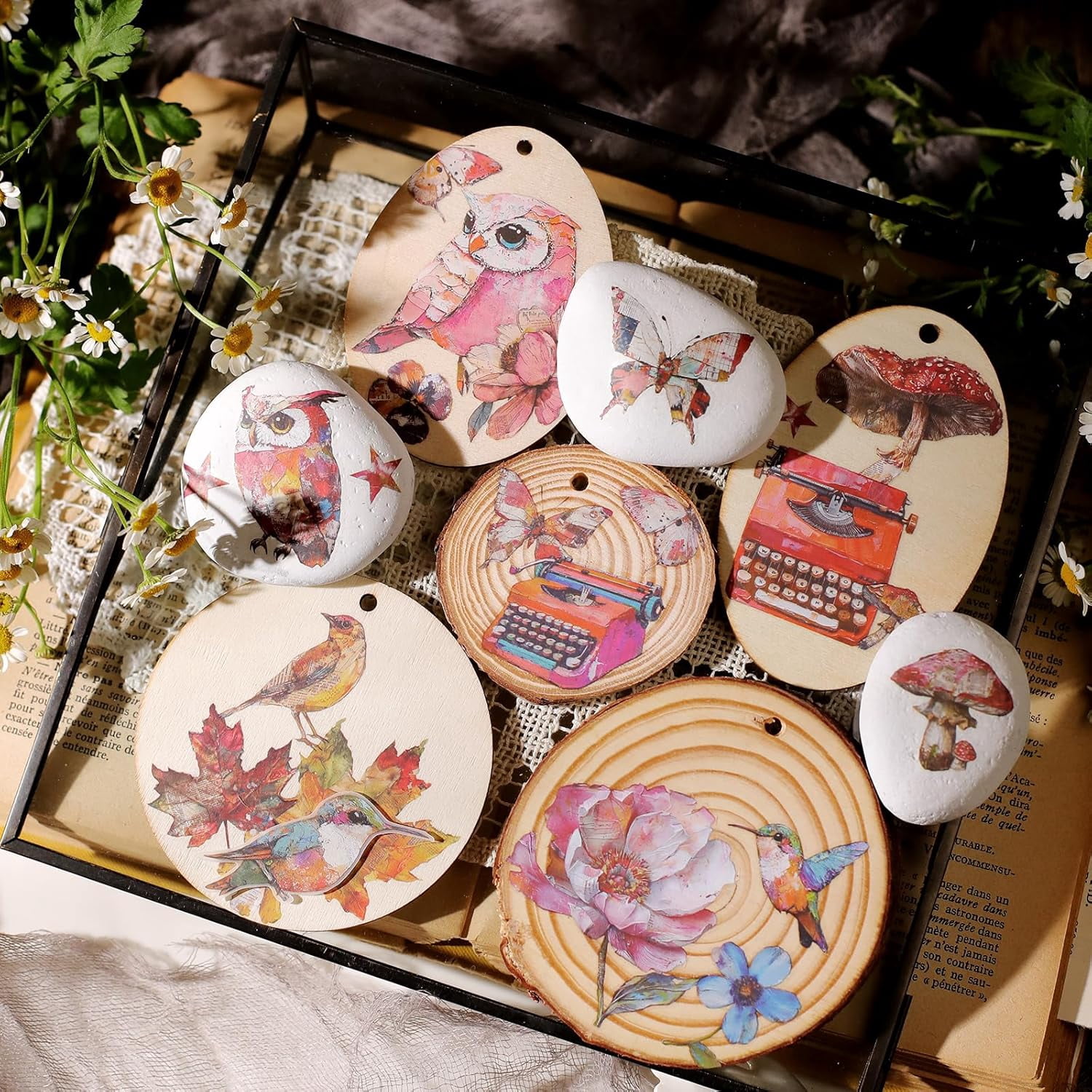 CATaireen Rub on Transfer Stickers Fit Paper Wood Fabric Fairy Elements Scrapbooking Supplies Art Collage Card Making Vintage Junk Journal Set for Adults