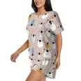 thumbnail image 2 of Fotbe Cute Hand Drawn Bear Print Pajama Set for Women 2 Piece Loungewear Short Sleeve Tops and Shorts Set Soft Sleepwear-Large, 2 of 7