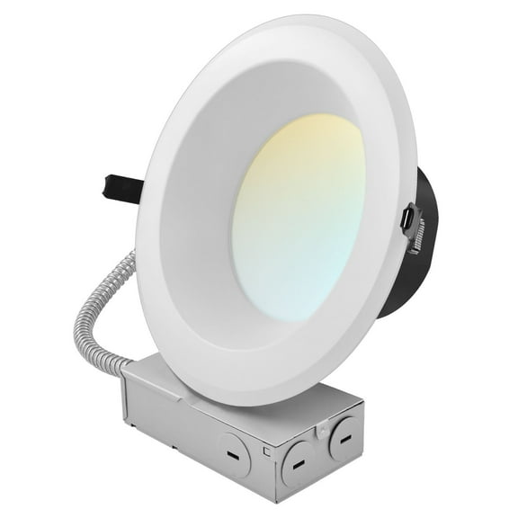 LUXRITE 8" Commercial LED Recessed Light J-Box 5CCT 16/24/30W Dimmable 1800/2700/3500LM 120-277V