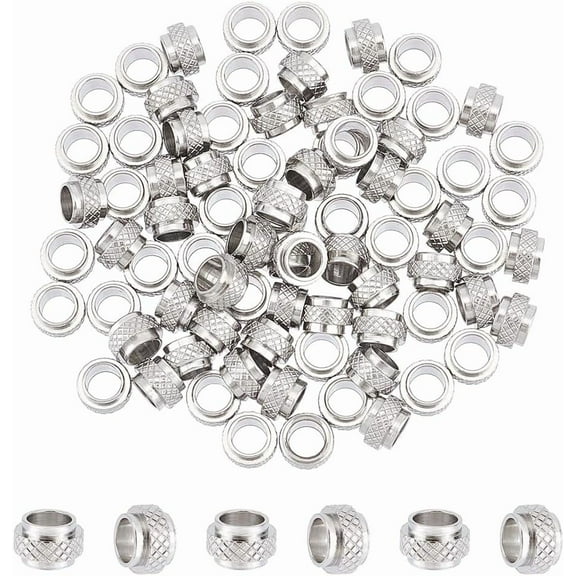 1box 80pcs 201 Stainless Steel European Beads Large Hole Beads Rondelle Stainless Steel color 7x5mm Hole: 4.5mm