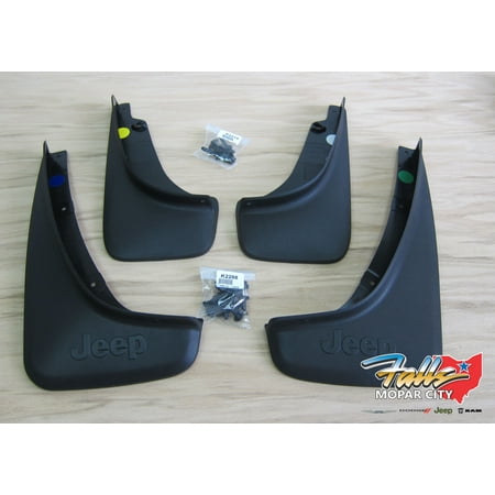 Deluxe Splash Guards - 2019 Jeep Cherokee Front & Rear Deluxe Molded Splash Guard Mud Flaps Mopar OEM