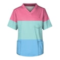 thumbnail image 3 of Domuza Scrub Tops for Men Gradient Tie-Dye V Neck Short Sleeve Nursing Uniform Relaxed Fit Soft Comfy Medical Scrub Tops with 3 Pockets Light pink XL, 3 of 4