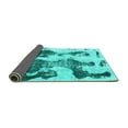 thumbnail image 2 of Ahgly Company Indoor Round Abstract Turquoise Blue Modern Area Rugs, 7' Round, 2 of 4