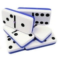 thumbnail image 2 of Marion & Co. Double Six Blue/White (Two-Tone) Jumbo Tournament Domino with Spinners in Elegant Velvet Bag, 2 of 4