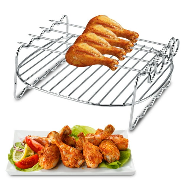 Bangcool Air Fryer Rack 5.3QT-5.8QT Air Fryer Accessories Grill Rack with 4 Skewers