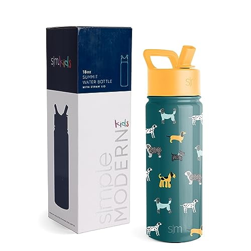 Botella de agua Simple Modern Summit Kids con tapa de pajita aislante