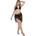 thumbnail image 2 of HAPPY BAY Women's Beach Wraps Bikini Wrap Sarong Cover up Skirt Bathing suit Swimsuit Cover Ups for Swimwear Women One Size Fringe, Black, 2 of 5