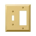 thumbnail image 1 of 163TRBR 1 Toggle- 1 Rocker Combo Polished Brass Stamped Steel Wall Plate, 1 of 1